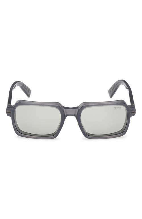 Zegna 55mm Rectangular Polarized Sunglasses In Neutral