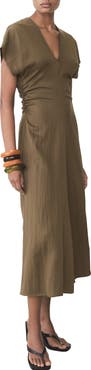MANGO Ruched Maxi Dress