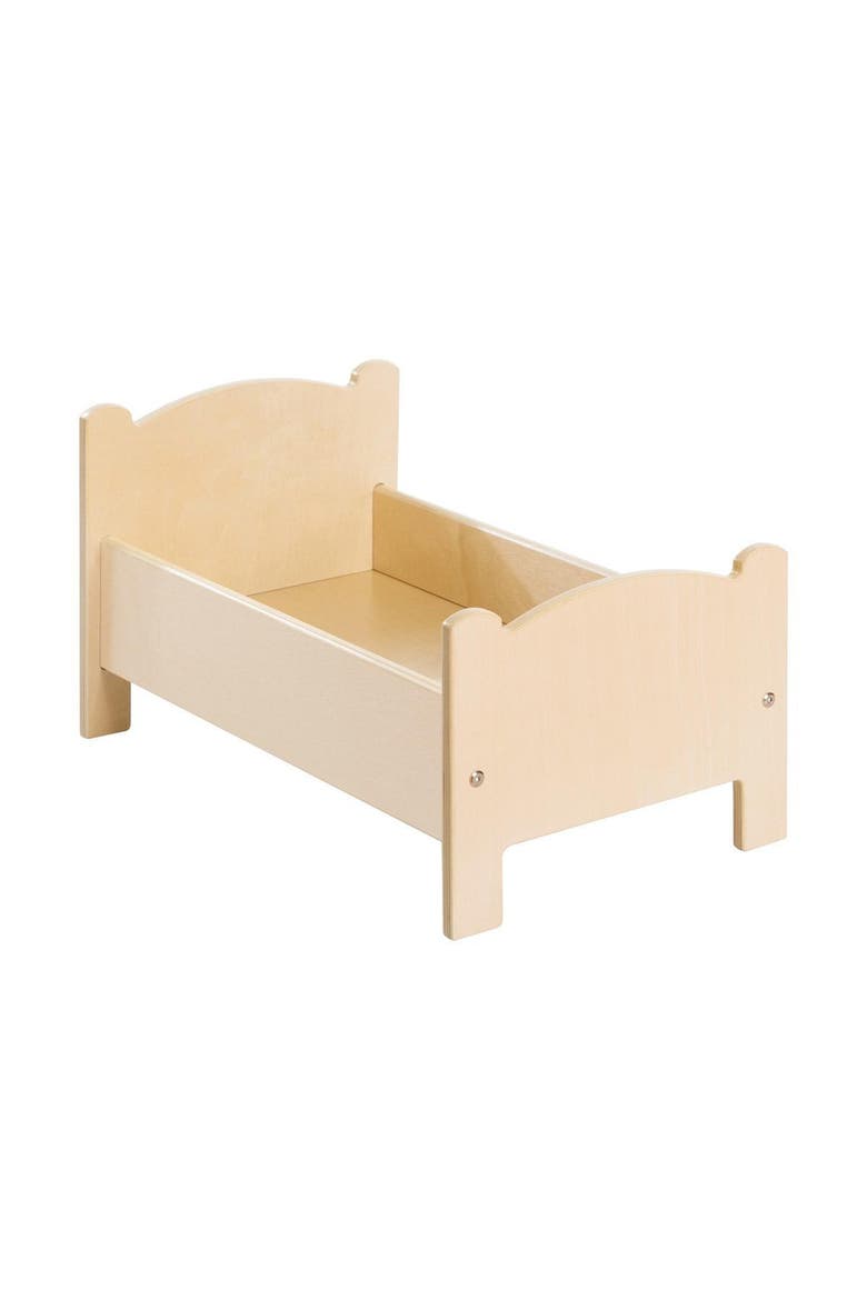 Wooden Doll Bed with Bedding, Alternate, color, Beige