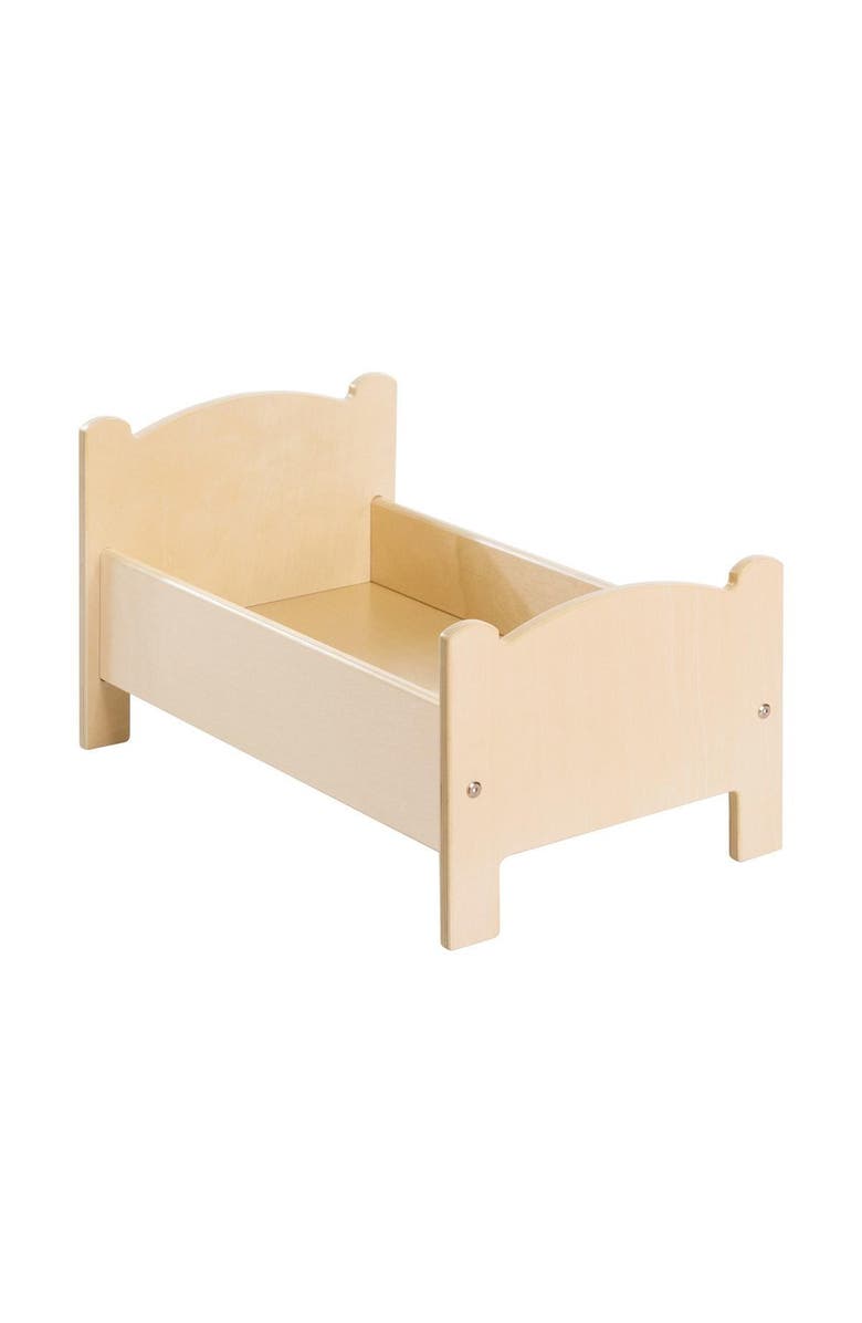 Kaplan Early Learning Company Wooden Doll Bed with Bedding, Alternate, color, Beige