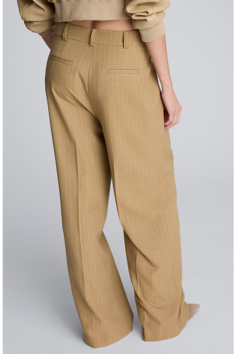 Pinstripe Double Pleat High Waist Wide Leg Pants, Alternate, color, AMBER MELANGE/ WHITE