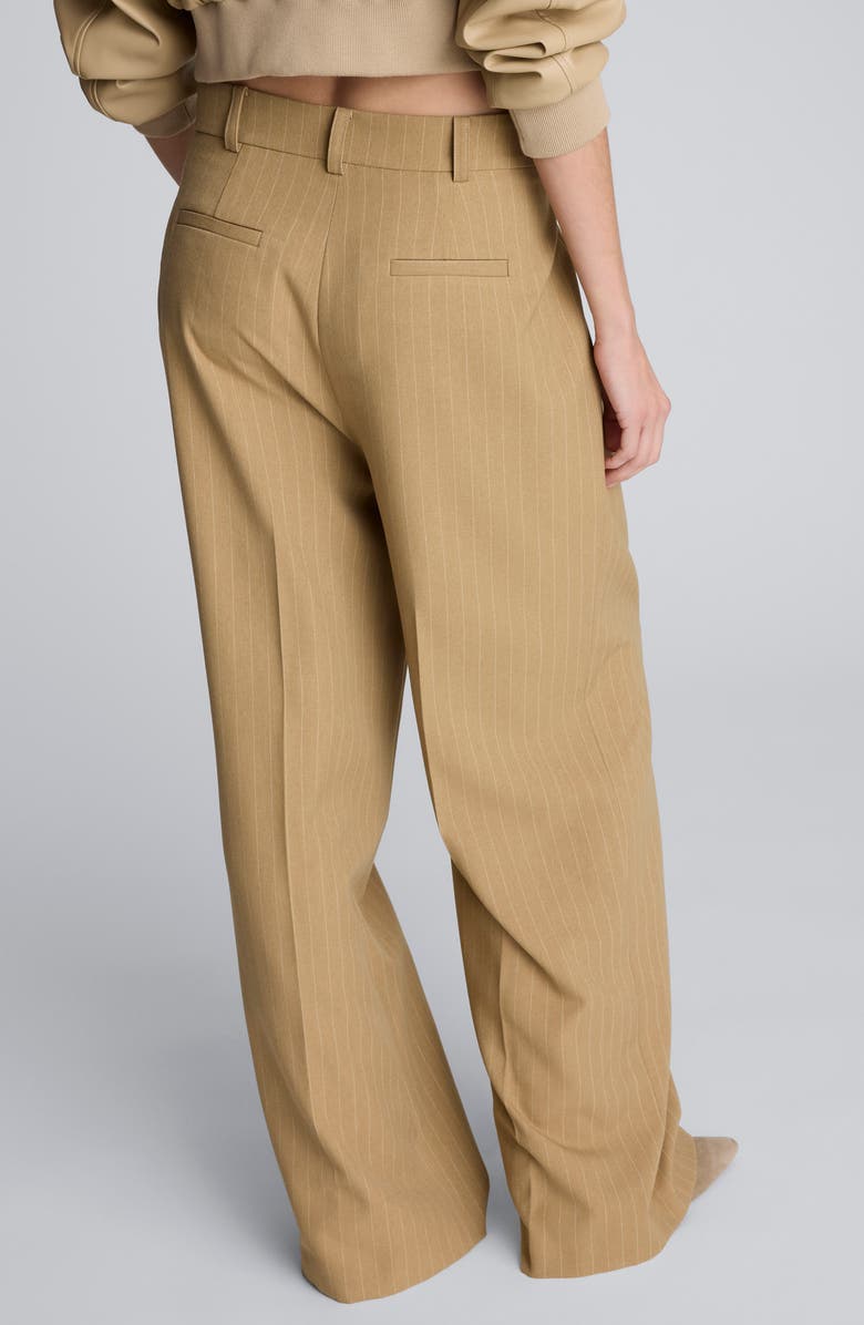 Kenneth Cole Pinstripe Double Pleat High Waist Wide Leg Pants, Alternate, color, Amber Melange/ White