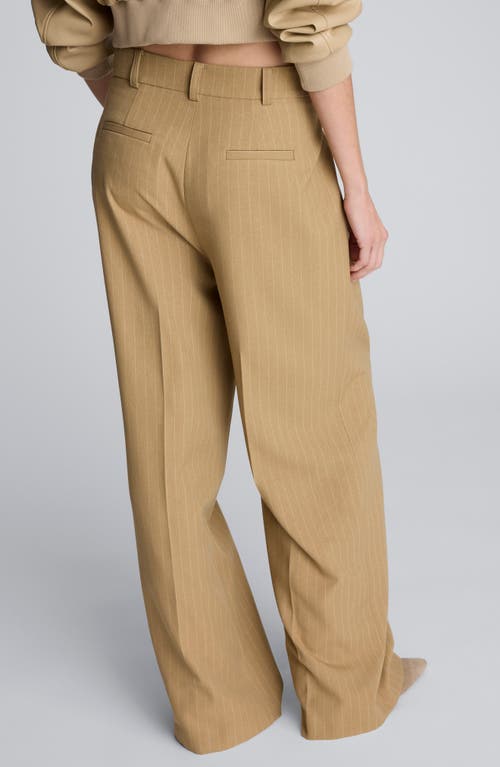 Kenneth Cole Pinstripe Double Pleat High Waist Wide Leg Pants In Neutral