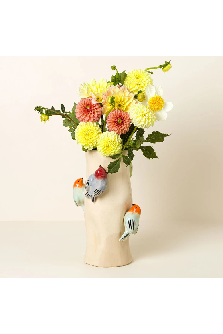 Birds on Log Vase by Country Originals, Main, color, Multi