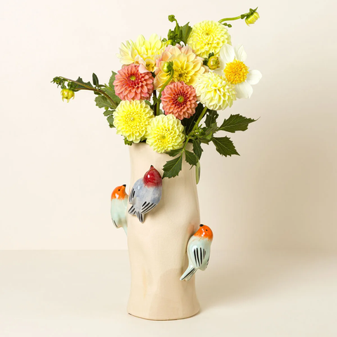 Birds on Log Vase by Country Originals (KALALOU)