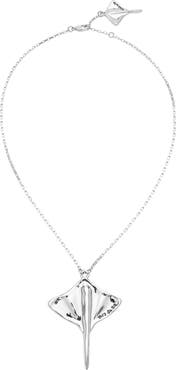 UNODE50 Silver-Plated Short Chain Pendant with Manta Ray Figure