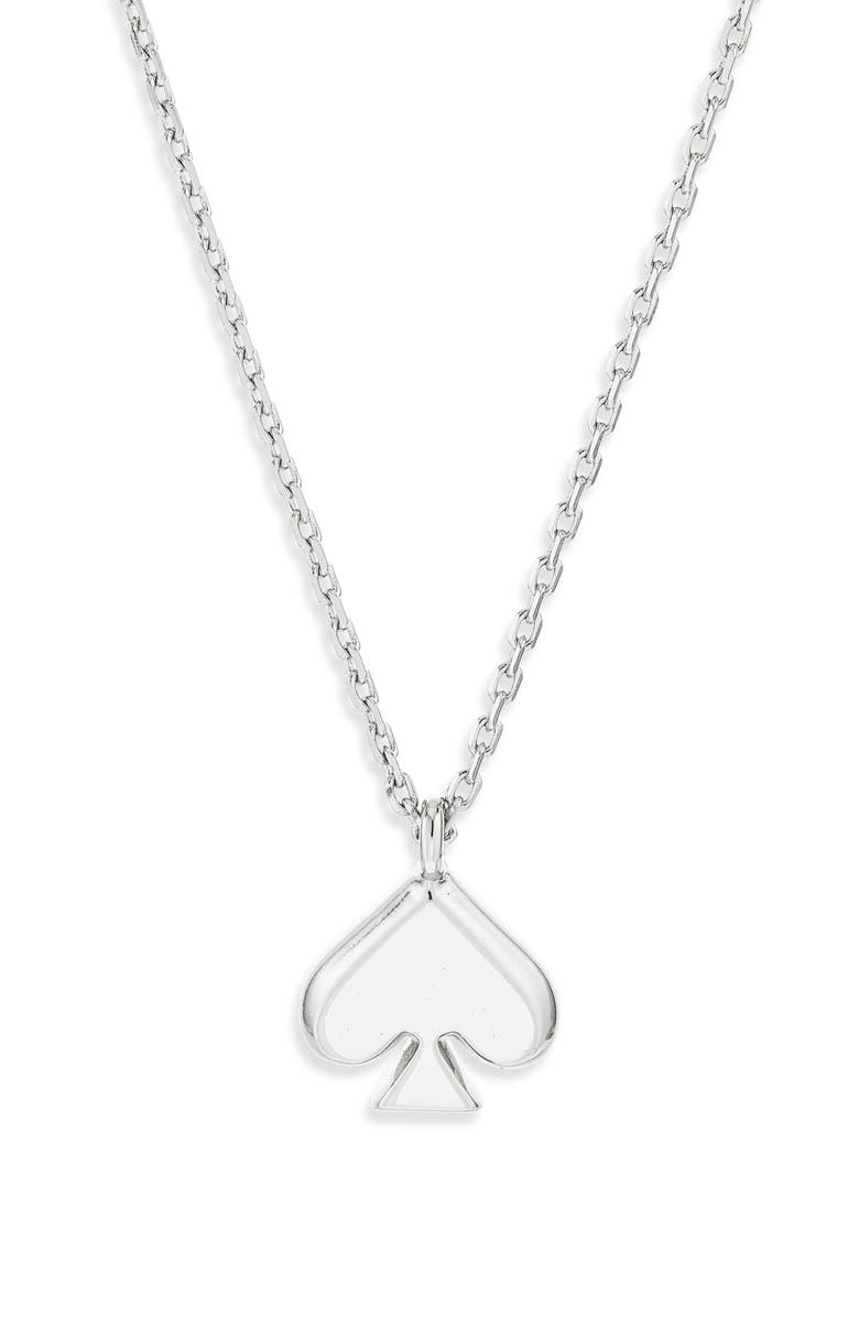 Kate Spade New York mini spade pendant necklace, Main, color, Silver