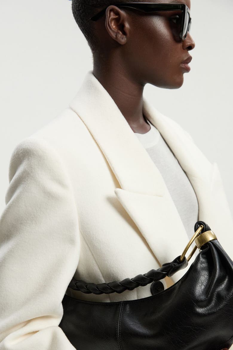 Brushed Wool Double Breasted Maxi Coat, Alternate, color, Ivory
