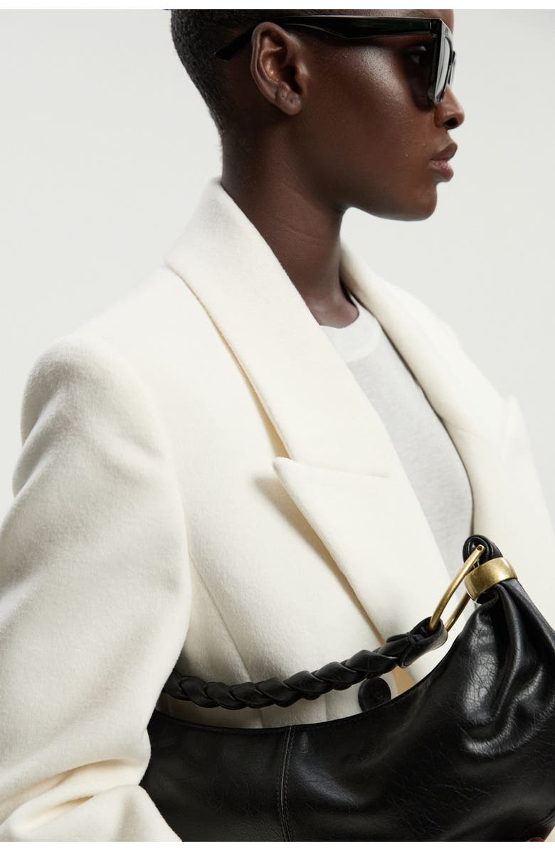 Karen Millen Brushed Wool Double Breasted Maxi Coat, Alternate, color, Ivory