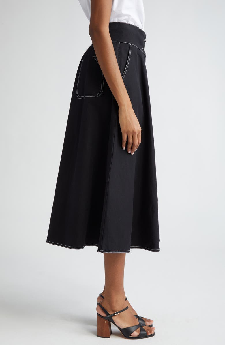 Max Mara Cotton & Linen Canvas Midi Skirt, Alternate, color,