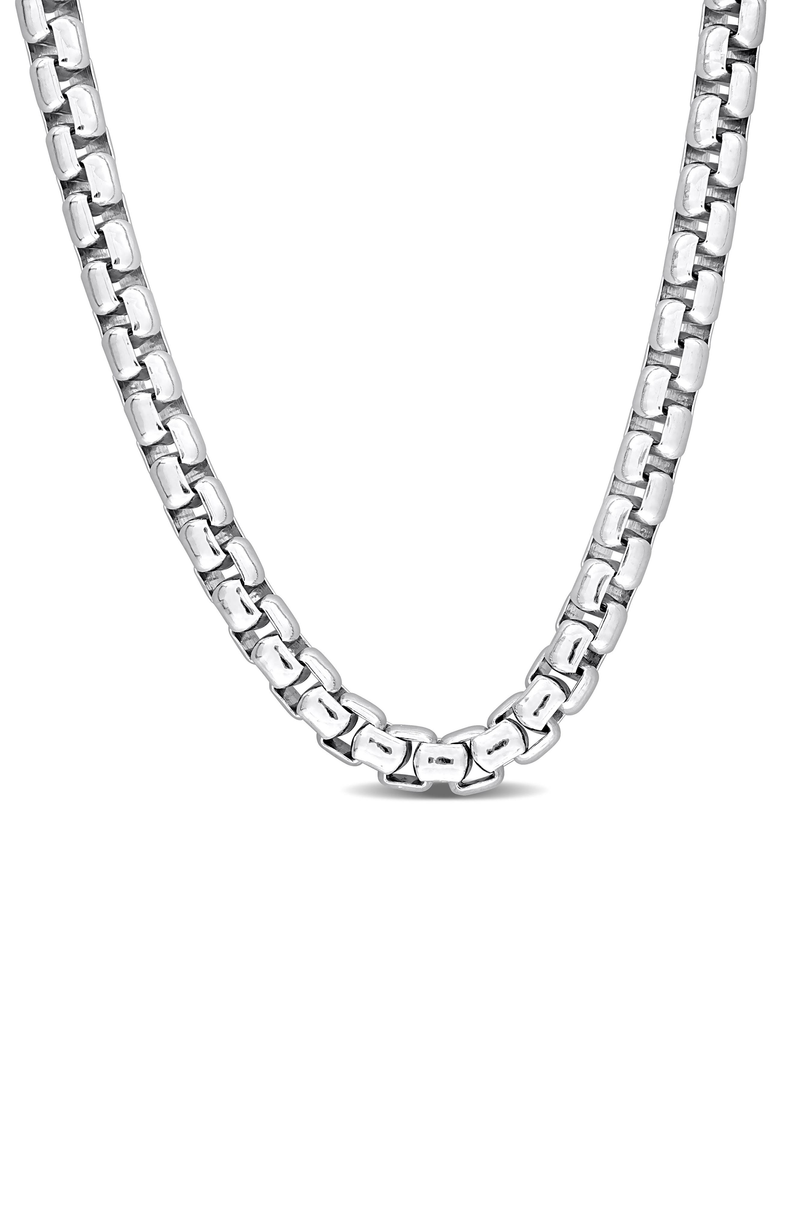 DELMAR Sterling Silver Box Link Chain Necklace