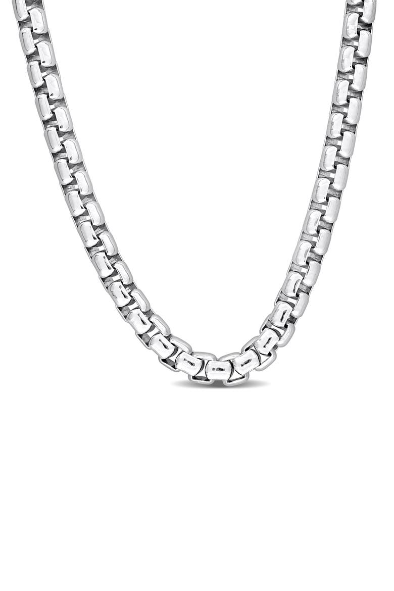 Sterling Silver Box Link Chain Necklace, Main, color, SILVER