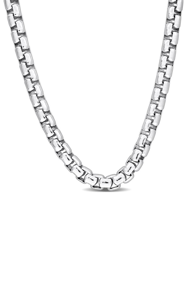 DELMAR Sterling Silver Box Link Chain Necklace, Main, color, Silver