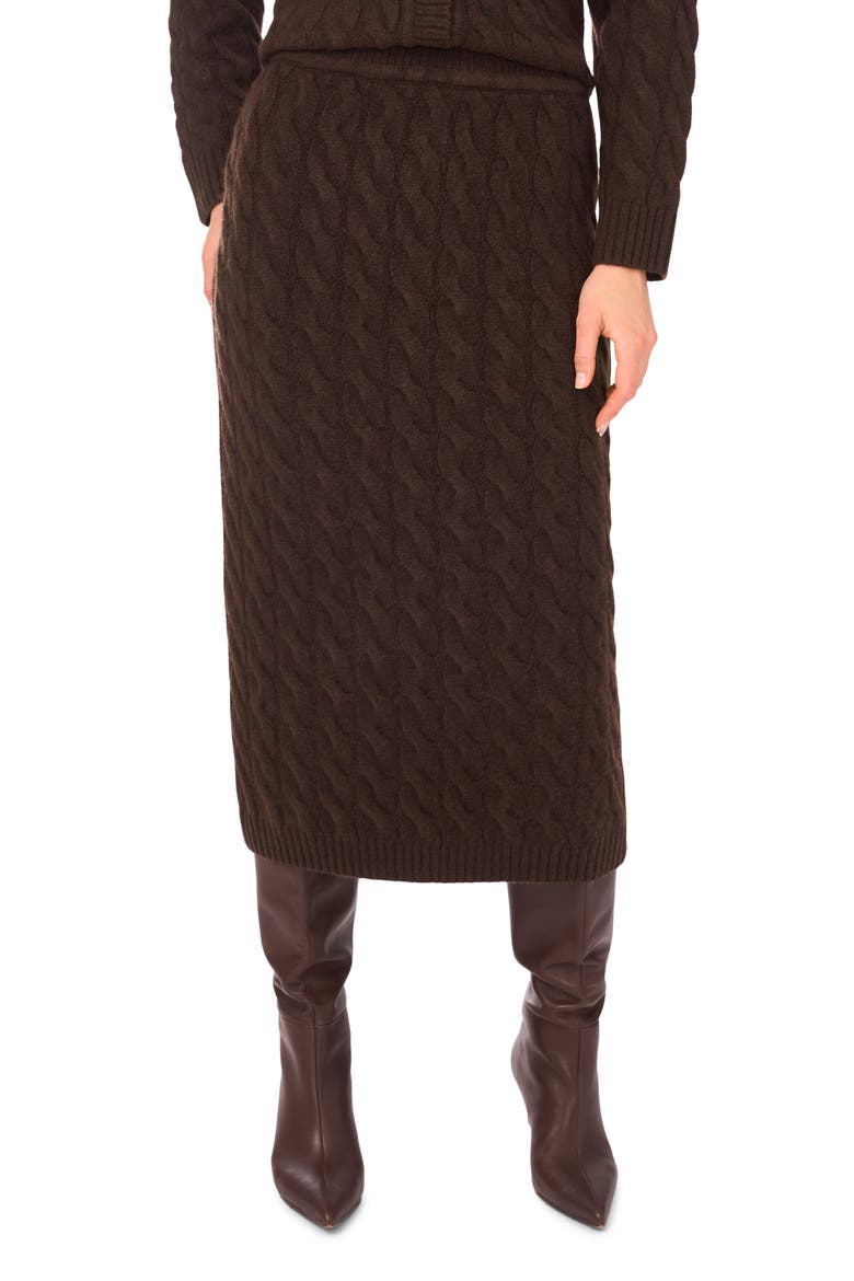 Cable Knit Midi Pencil Skirt, Main, color, CHOCOLATE