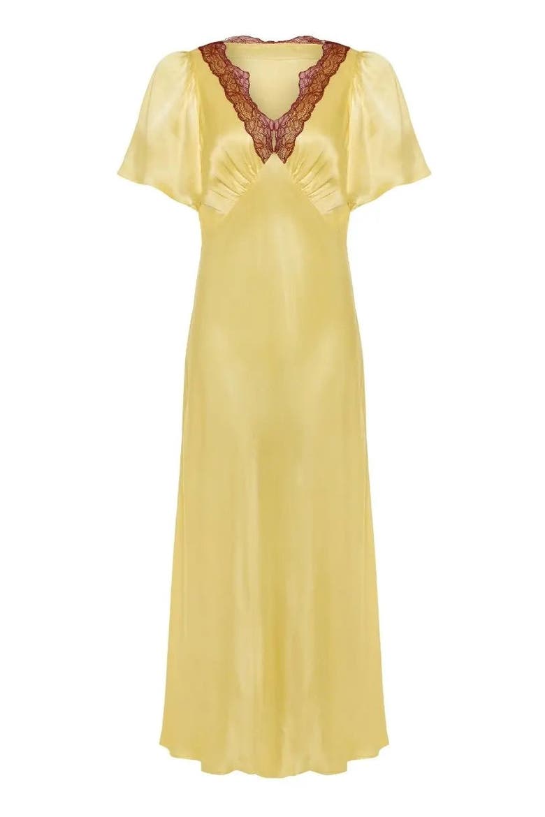Lace Ellis V-Neck Dress, Main, color, Butter Yellow