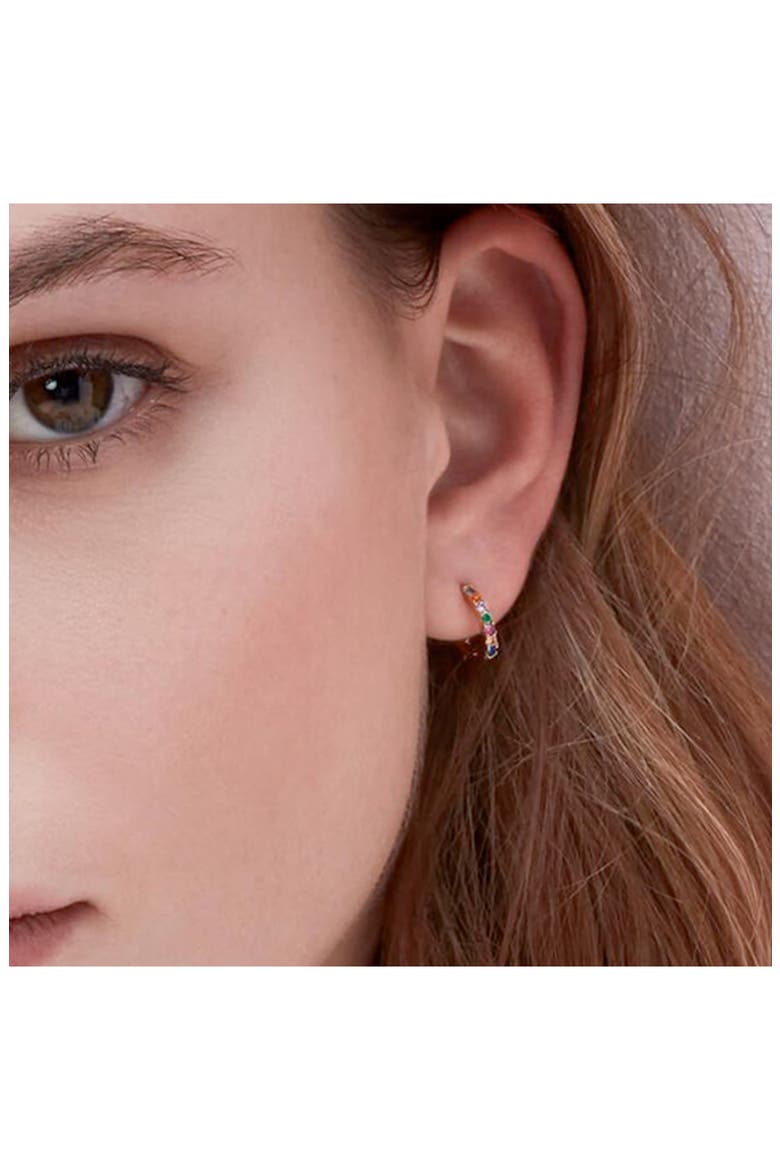 Multicolor Crystal Pavé Huggie Hoop Earrings, Alternate, color, GOLD