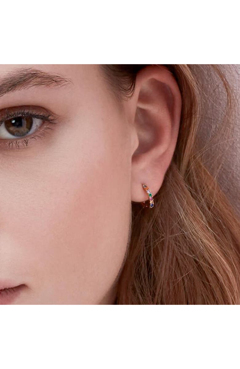 Estella Bartlett Multicolor Crystal Pavé Huggie Hoop Earrings, Alternate, color, Gold