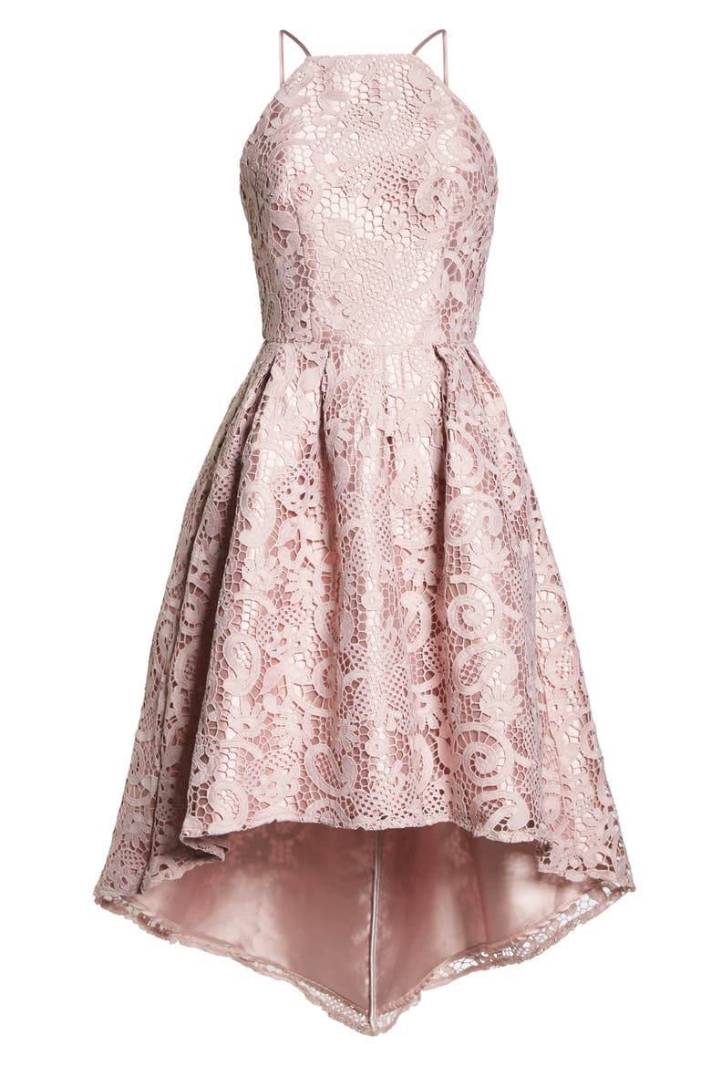 Lace Dip High/Low Dress, Alternate, color, MINK