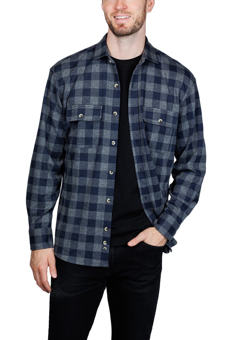 Super Soft Plaid Sweater Shirt, Alternate, color, CHARCOAL HEATHER