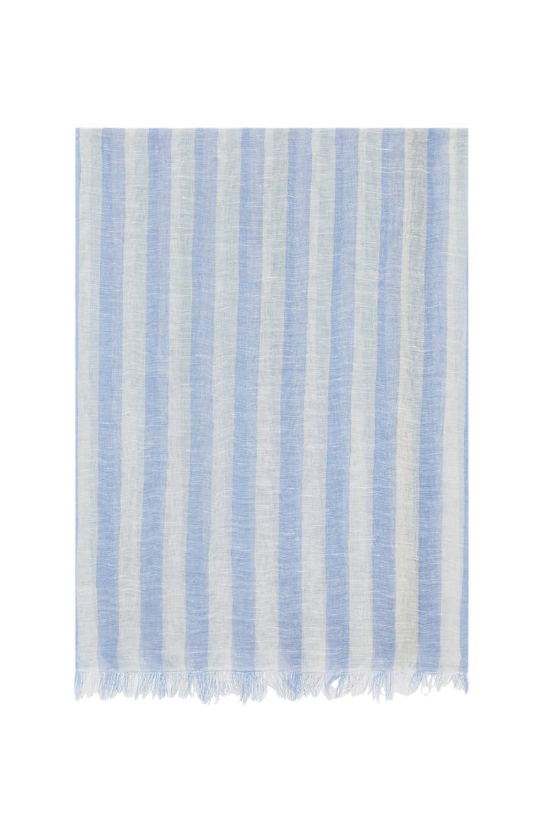 GERARD DAREL Dominique Linen Blend Striped Scarf, Main, color, Sky Blue