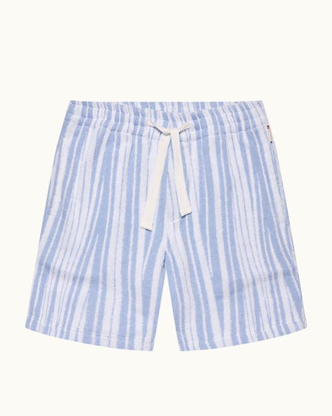 Trevone Towelling Classic Fit Towelling Crossover Stripe Shorts