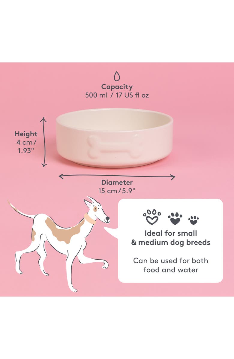 MASON CASH Embossed Bone 17oz Dog Food and Water Bowl, Alternate, color,