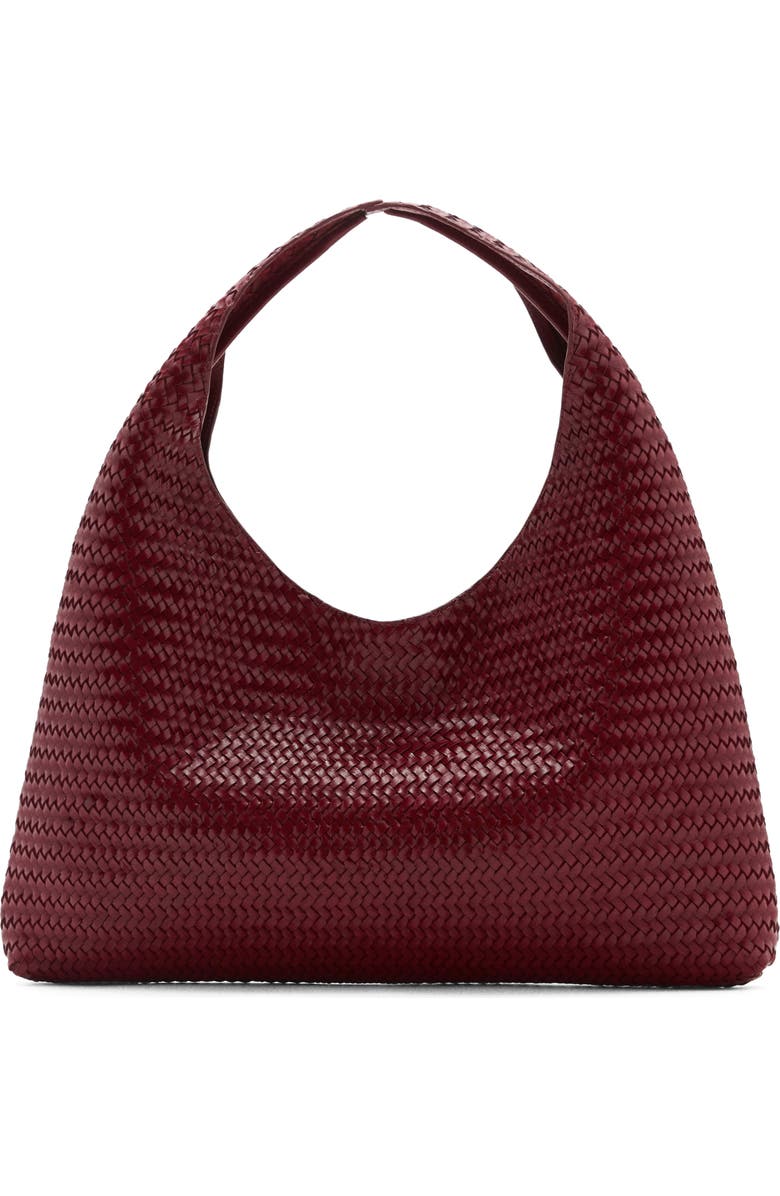 MANGO Braided Leather Shoulder Bag, Main, color, Burgundy