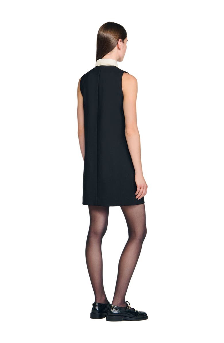 SANDRO Short dress with contrast collar, Alternate, color, Black
