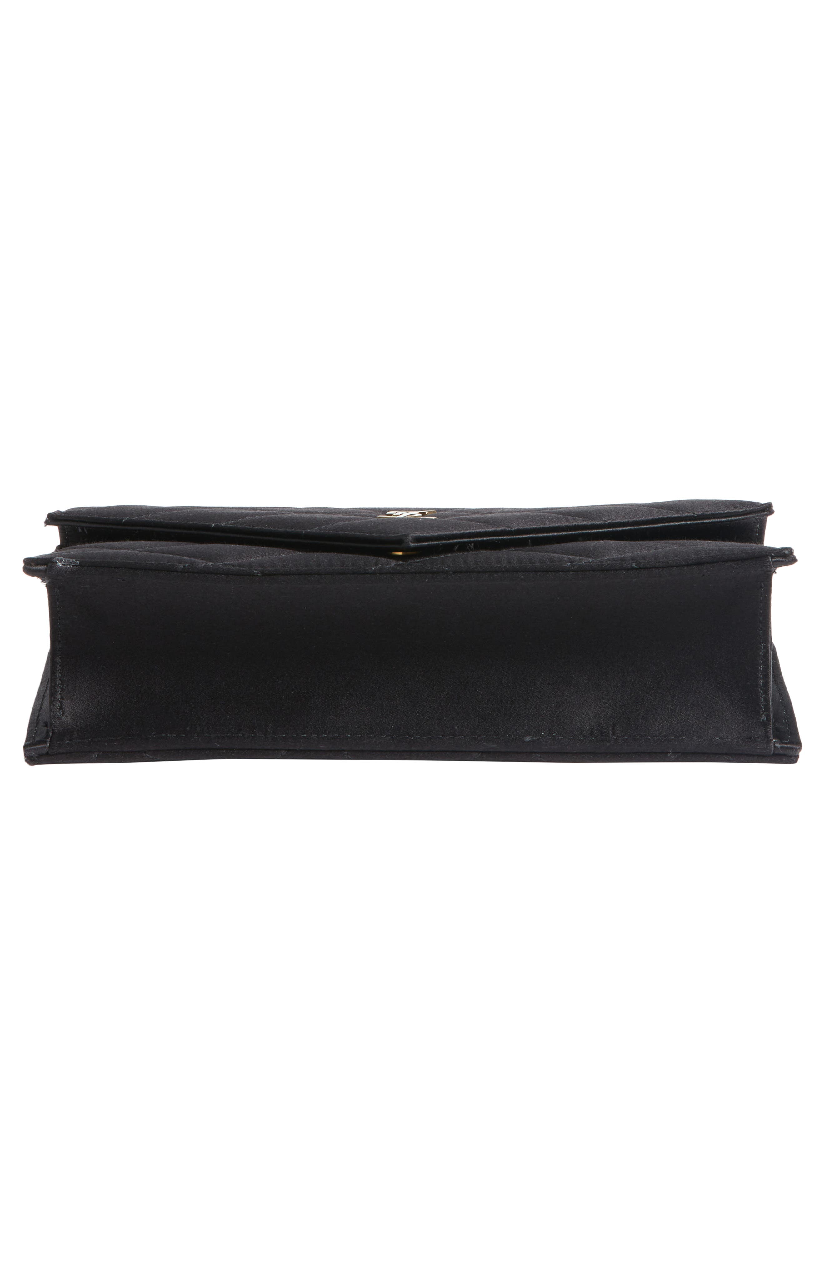 Paris Diamond Quilted Satin Wallet on a Chain, Alternate, color, NOIR