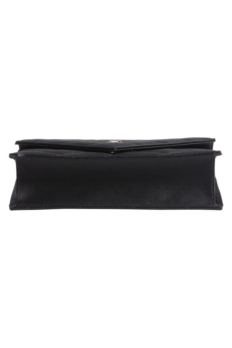 Paris Diamond Quilted Satin Wallet on a Chain, Alternate, color, NOIR