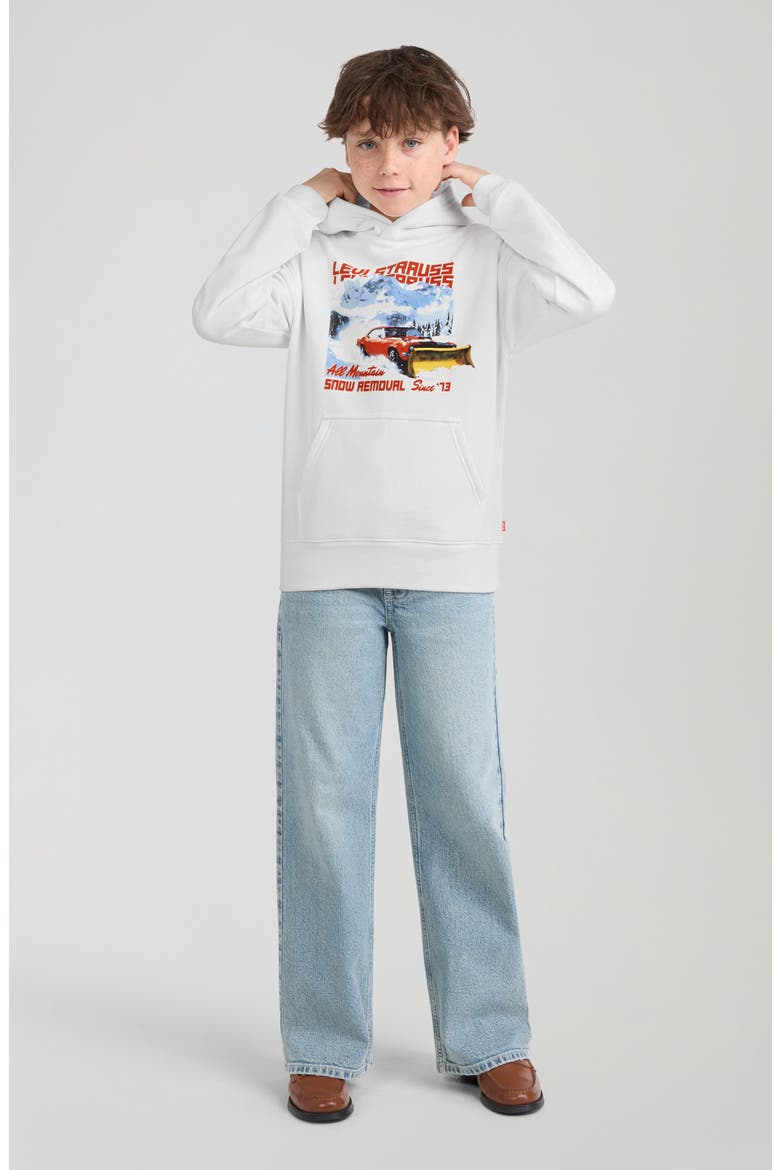 Kids' Snow Plow Graphic Hoodie, Alternate, color, LEVI EGRET
