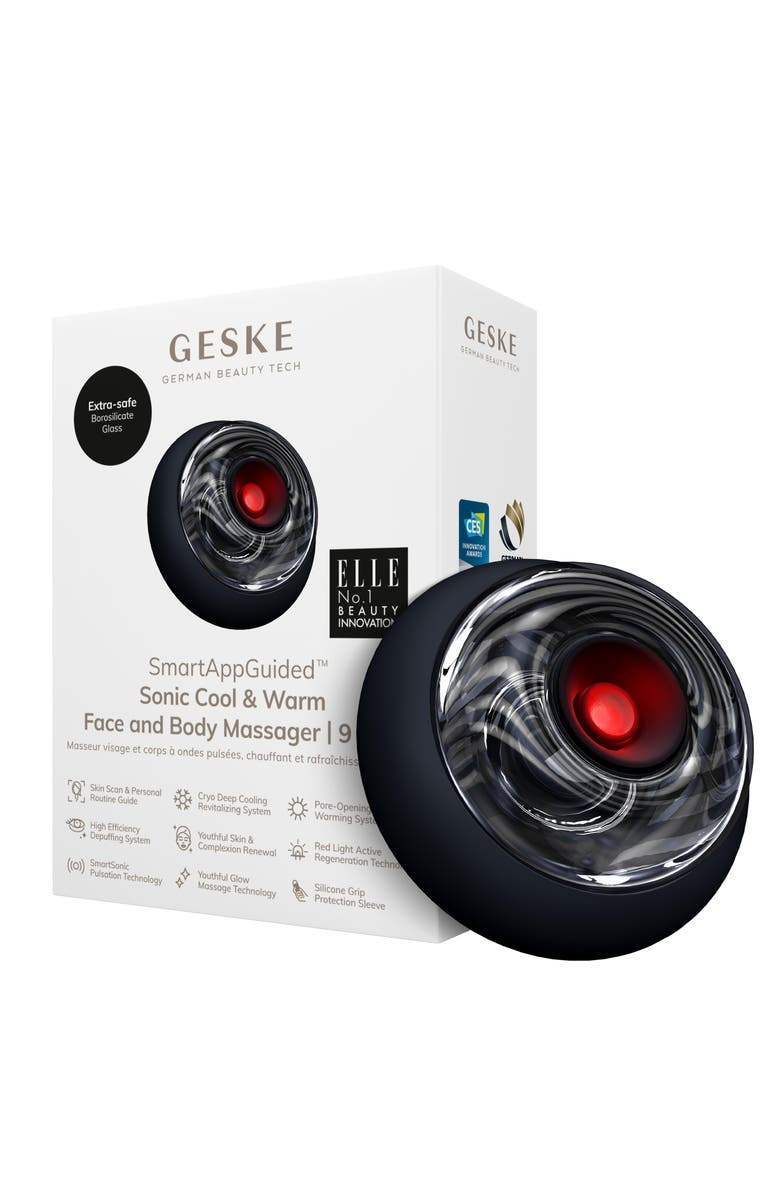 GESKE SmartAppGuided Sonic Cool & Warm Face and Body Massager | 9 in 1, Main, color, Black