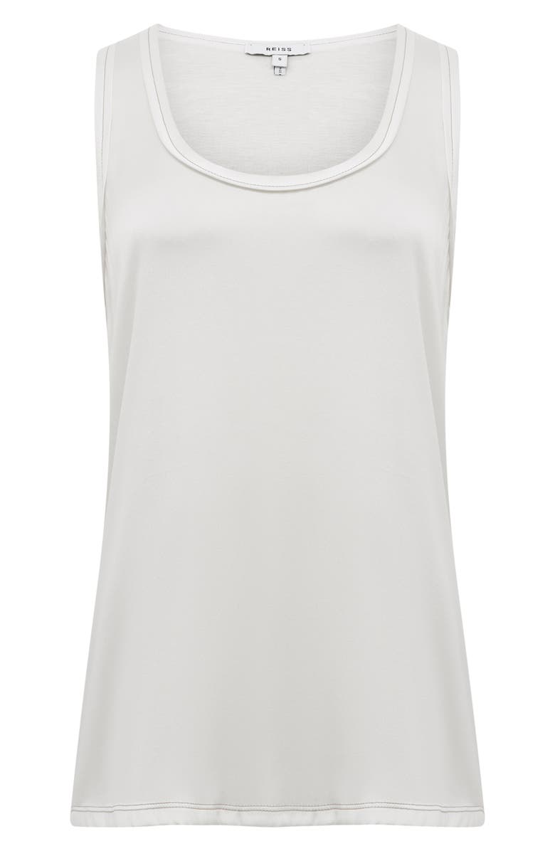 Reiss Riley Mixed Media Silk Blend Tank, Alternate, color, White
