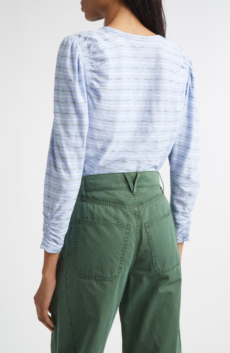 Veronica Beard Bouvet Puff Sleeve Cotton T-Shirt, Alternate, color, Ice Blue Multi