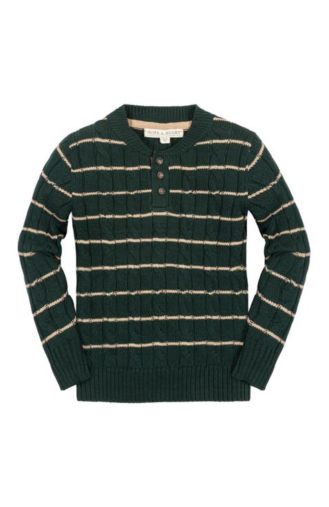 Baby Boys' Organic Sweater Henley with Elbow Patches, Infant