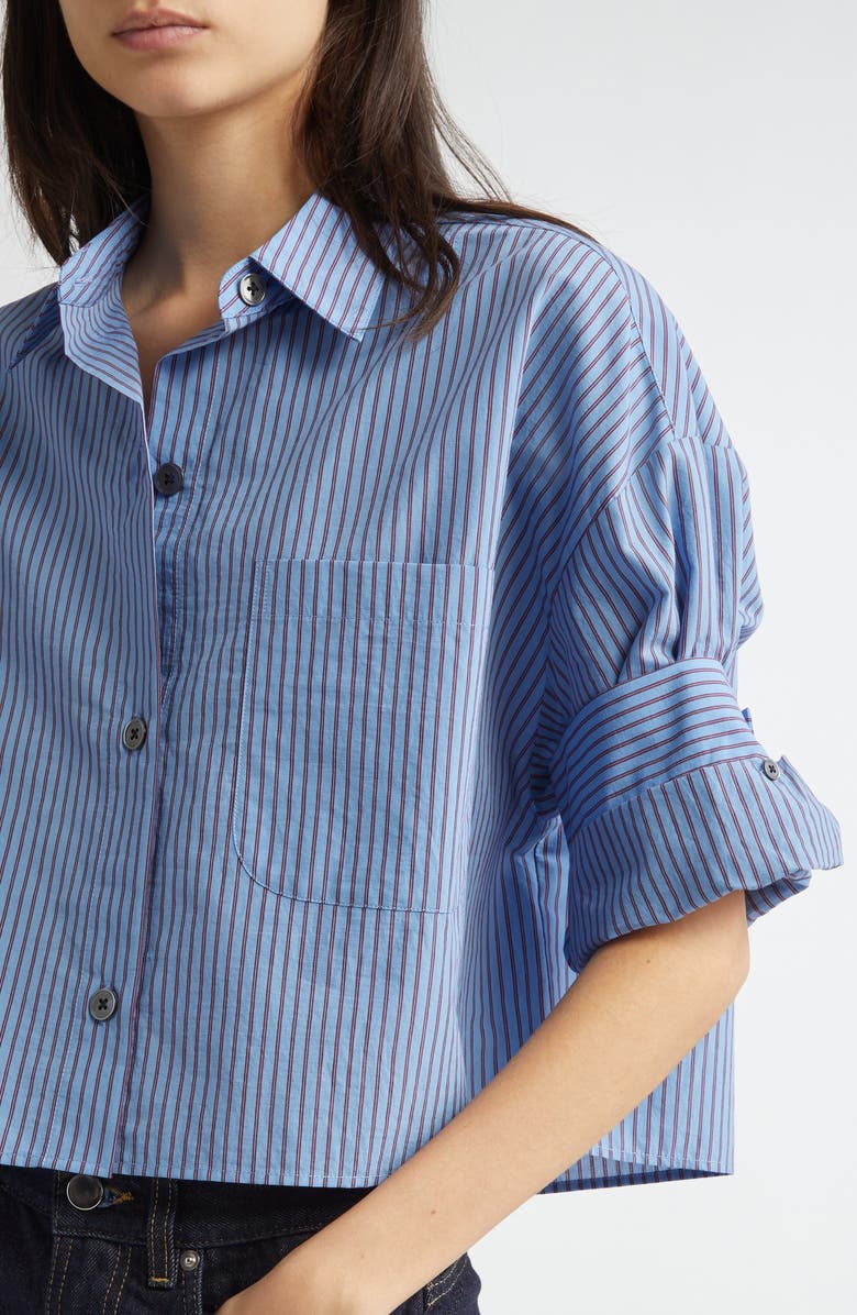 TWP Next Ex Stripe Crop Button-Up Shirt, Alternate, color, 