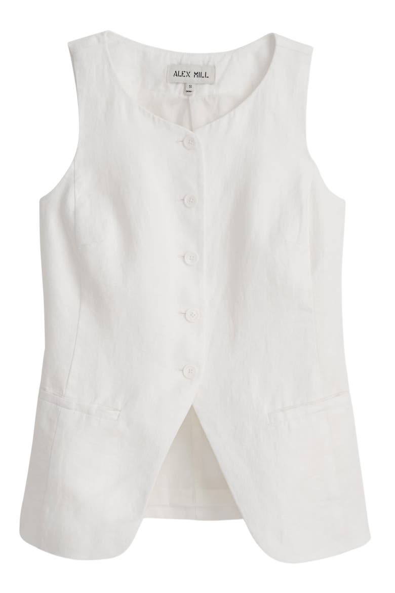 Liv Linen Vest, Alternate, color, OFF WHITE