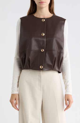 Bubble Hem Faux Leather Vest