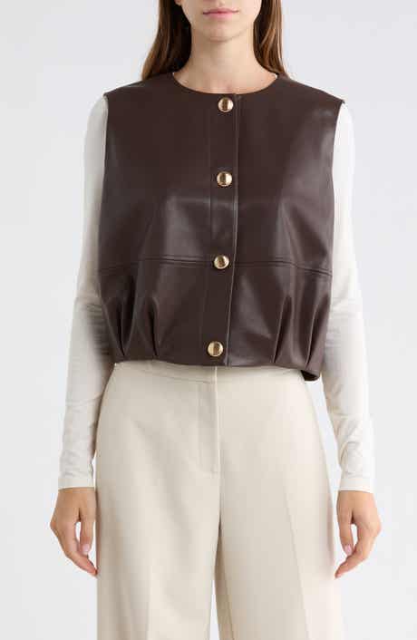 Bubble Hem Faux Leather Vest