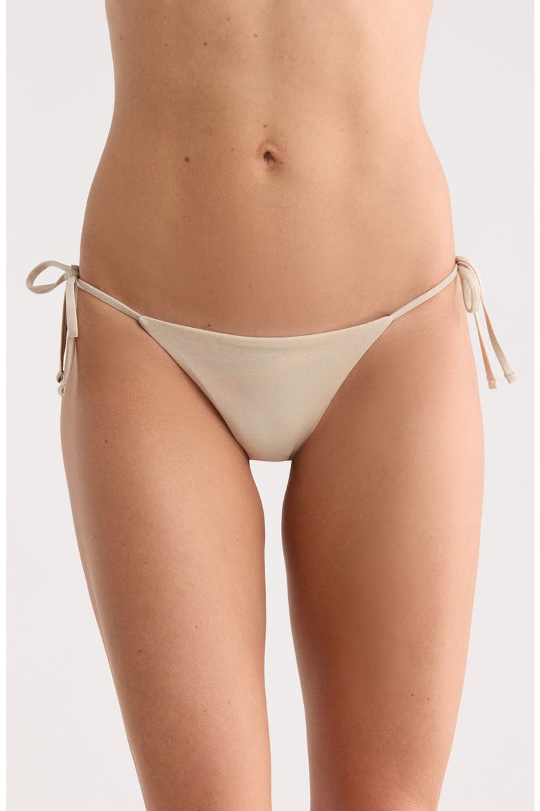 Sunning Shimmer Side Tie Bikini Bottoms, Main, color, WHITE