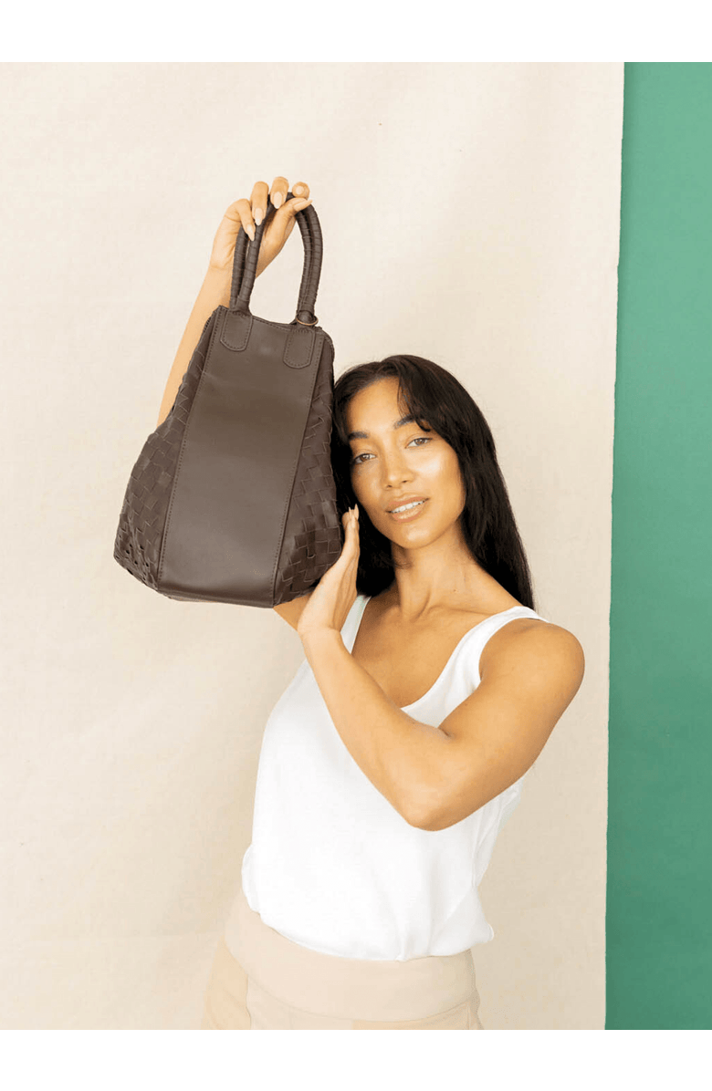 Deux Mains All Day Leather Tote, Alternate, color, Dark Brown