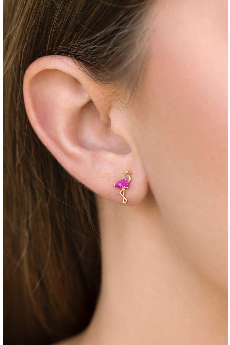 Flamingo Stud Earrings, Alternate, color, GOLD