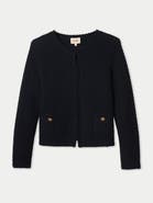Gobi Cashmere Textured Knit Cashmere Jacket-Style Cardigan