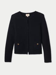 Gobi Cashmere Textured Knit Cashmere Jacket-Style Cardigan