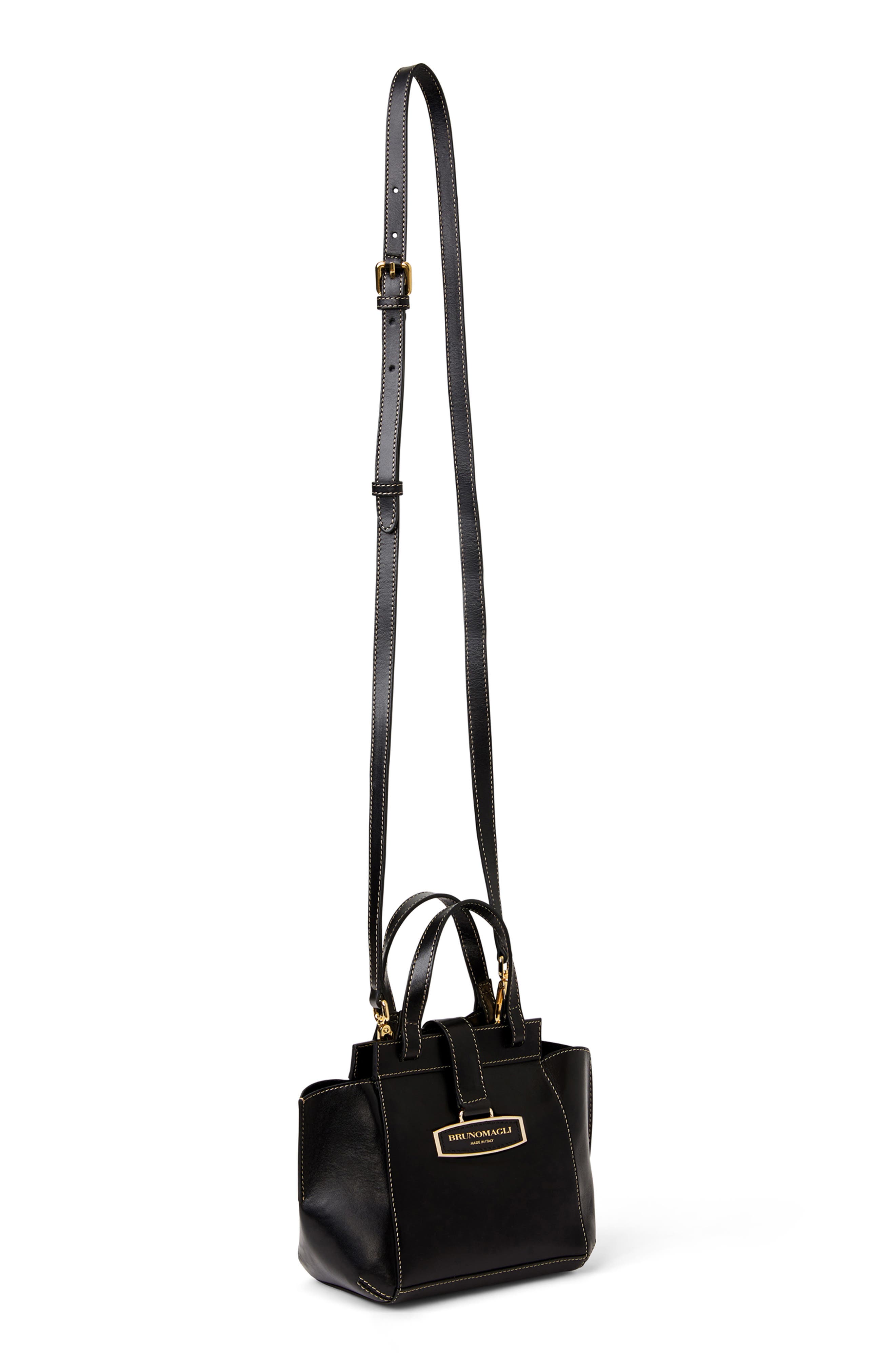 Bruno Magli Eva Leather Satchel, Alternate, color, Black