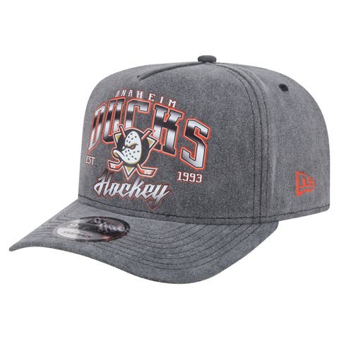 Men's New Era  Charcoal Anaheim Ducks Throwback Washed A-Frame Pre-Curved 9FIFTY Snapback Hat