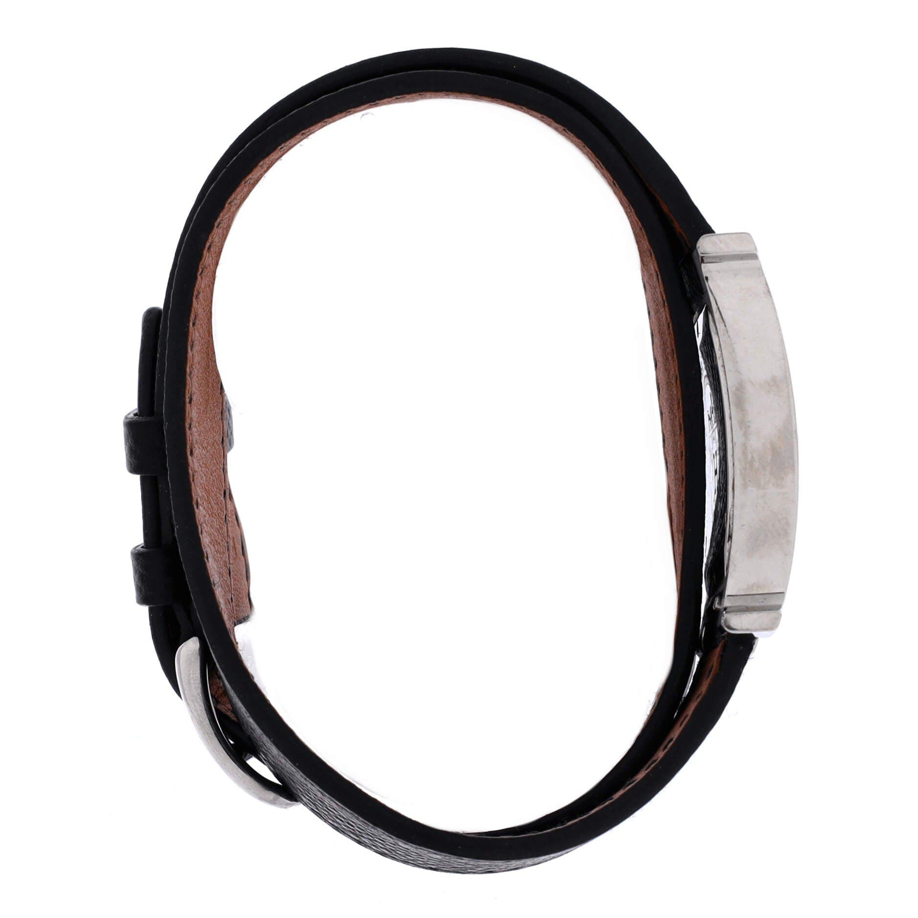 Pre-Owned Hermes Heure H Quartz Watch Stainless Steel and Leather with Diamond Bezel and Markers and Mother of Pearl 26, Alternate, color, Silver