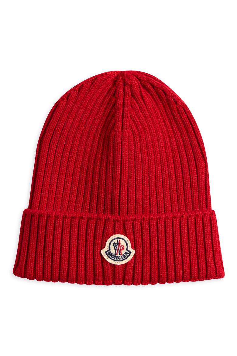 Kids' Logo Patch Virgin Wool Beanie, Main, color, RED
