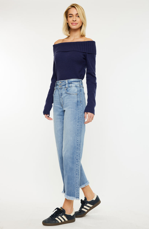 Kancan Gretchen Ultra High Rise Wide Leg Jeans In Blue