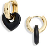 Panacea Heart Disc Huggie Hoop Earrings